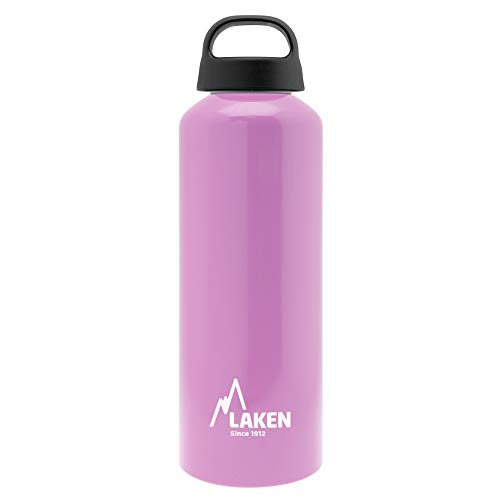 Laken Classic Alu Trinkflasche Weite Öffnung Schraubdeckel mit Schlaufe, BPA frei Aluminiumtrinkflasche, 750ml, Rosa von Laken