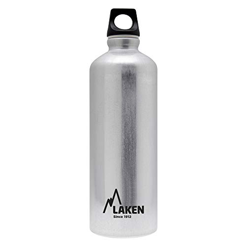 Laken Futura Alu Trinkflasche Schmale Öffnung Schraubdeckel mit Schlaufe 0,75L, Silber von Laken