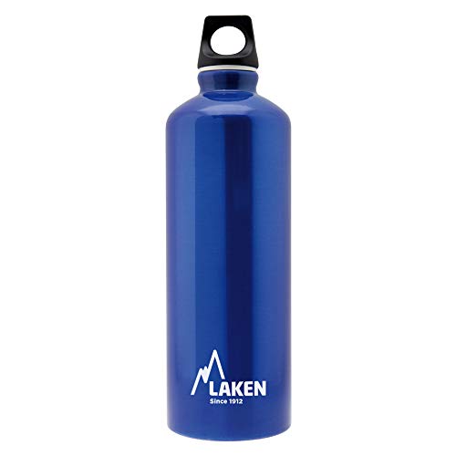 Laken Futura Alu Trinkflasche Schmale Öffnung Schraubdeckel mit Schlaufe 0,75L, Blau von Laken