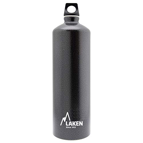 Laken Futura Alu Trinkflasche Schmale Öffnung Schraubdeckel mit Schlaufe 1,5L, Granitgrau von Laken