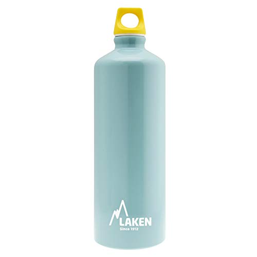 Laken Futura Alu Trinkflasche Schmale Öffnung Schraubdeckel mit Schlaufe 1L, Hellblau von Laken