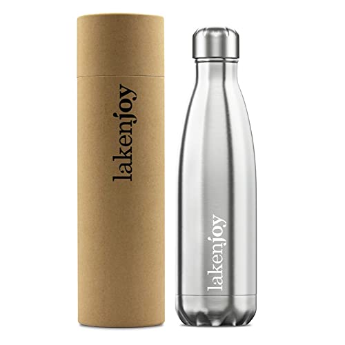 Laken Joy Thermo-Wasserflasche, 18/8 Edelstahl Thermosflasche mit Doppelter Isolierung, Schmale Öffnung, 12 Stunden Wärme und 24 Stunden Kalt, 500 ml, Stahl von Laken