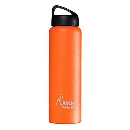 Laken Thermo Classic Thermosflasche Isolierflasche Edelstahl Trinkflasche weite Öffnung - 1 Liter, orange von Laken
