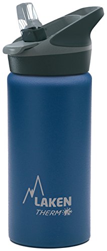 Laken Jannu Thermo-Wasserflasche mit Vakuumisolierung, doppelwandig aus Edelstahl 18/8, bis zu 24 Stunden kalt, blau, 500 ml von Laken