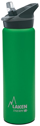 Laken Thermo Jannu Trinkflasche aus Edelstahl, Thermosflasche Vakuumisoliert; Trinkkappe mit Strohhalm 0,75l TJ7, Grün von Laken