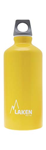 Laken Futura Alu Trinkflasche Schmale Öffnung Schraubdeckel mit Schlaufe 0,6L, Gelb von Laken