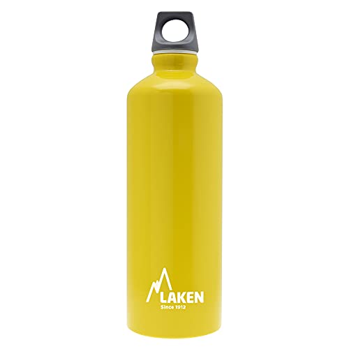 Laken Futura Alu Trinkflasche Schmale Öffnung Schraubdeckel mit Schlaufe 0,75L, Gelb von Laken