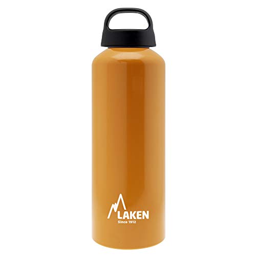 Laken Classic Alu Trinkflasche Weite Öffnung Schraubdeckel mit Schlaufe, BPA frei Aluminiumtrinkflasche, 750ml, Orange von Laken