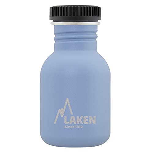 Laken Basic Steel flasche, Edelstahlflasche für Kinder und Erwachsene,Standard Mund und Schraubverschluss, 0,35L Blau von Laken