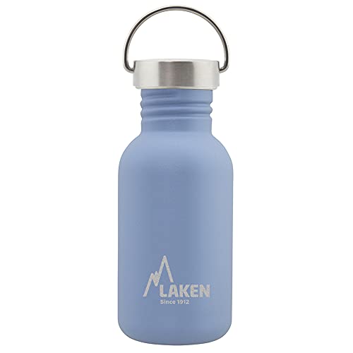 Laken Basic Edelstahlflasche, Trinkflasche Weite Öffnung mit Edelstah Schraubverschluss, BPA frei 0,5L, Blau von Laken