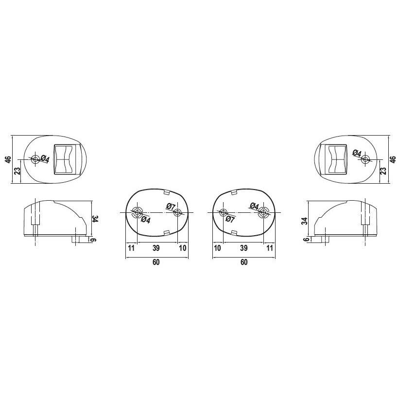 Lalizas Fos Led 12 Port Starboard Light Schwarz von Lalizas