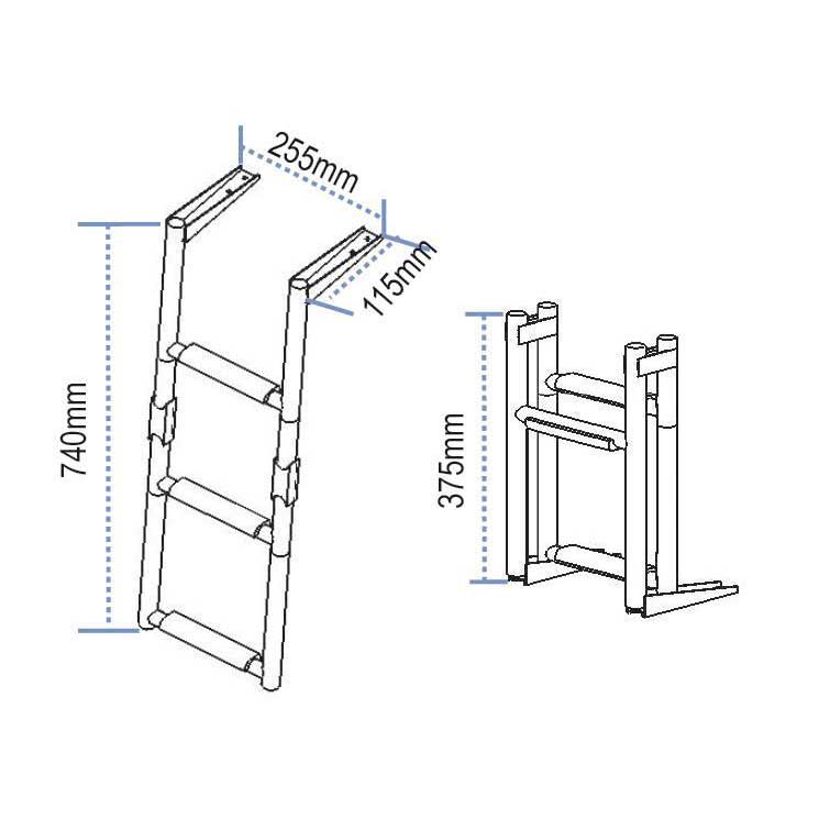 Lalizas Stainless Steel Platform Ladder Schwarz 1+2 Steps von Lalizas