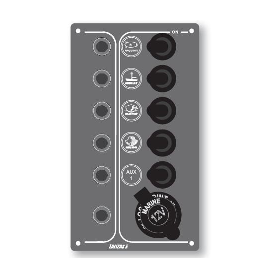 Lalizas Switch 5 Waterproof Switches & Autom Fuses 12v Panel Grau von Lalizas