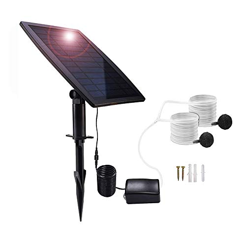 Lancoon Solarbetriebenes Luftpumpe Set, 2.5 W Solarpanel, Luftpumpe, Luftschläuche Und Lüftungssteine ​​für Den Fischteich Im Gartenfischbecken von Lancoon
