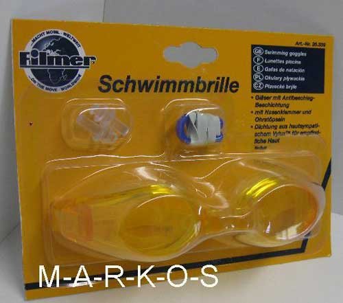 Land-Haus-Shop Antibeschlag Schwimmbrille im SET, mit Nasenklammer, Ohrenstöpsel, Taucherbrille/Schwimm Brille gelb (LHS) von Land-Haus-Shop