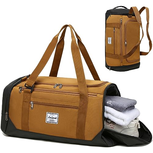 Sporttasche Herren Reisetasche 40L Sporttaschen mit Schuhfach Nassfach Wasserdicht (Braun) von Laripwit