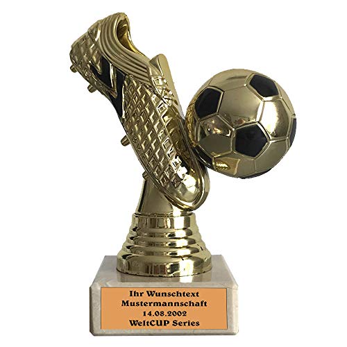 Larius Group Fußball Goldener Schuh Trophäe Fußballpokal Ehrenpreis Torschützenkönig (Ihr Wunschtext) von Larius Group