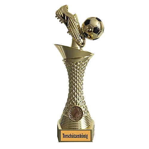 Larius Group Fußball Pokal mit Wunschtext Extra Groß (270mm, 430gr.) mit/ohne Wunschgravur, Trophäe Ehrenpreis Goldener Schuh 1 Platz (Torschützenkönig) von Larius Group