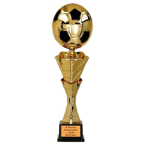 Larius Fussball Metall Pokal Premium - Ehrenpreis Trophäe mit/ohne Wunschtext (mit Wunschtext, S) von Larius