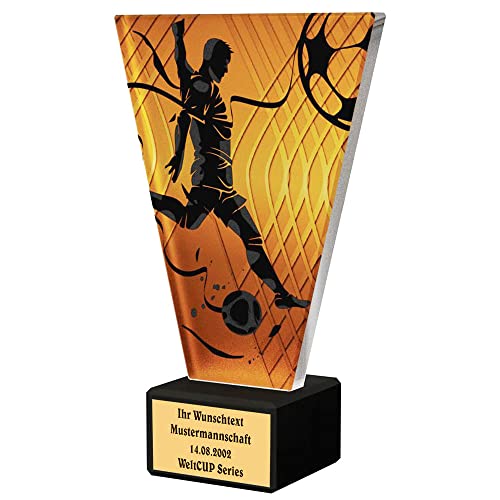 Larius Fussball Pokal - Ehrenpreis Trophäe Goldener Schuh Ball - Amber Glaspokal (Best Player, mit Wunschtext) von Larius
