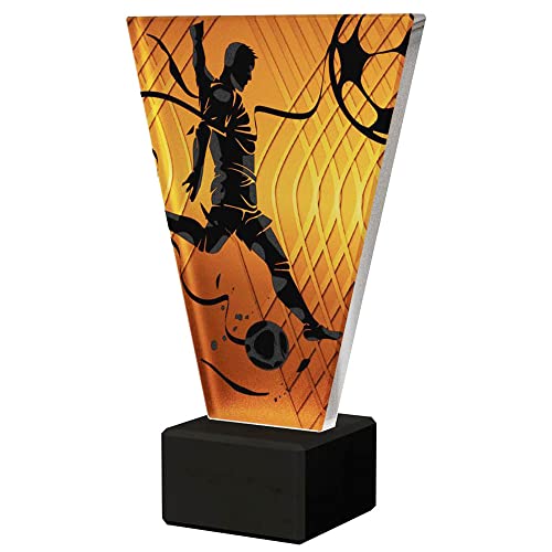 Larius Fussball Pokal - Ehrenpreis Trophäe Goldener Schuh Ball - Amber Glaspokal (Best Player, ohne Wunschtext) von Larius
