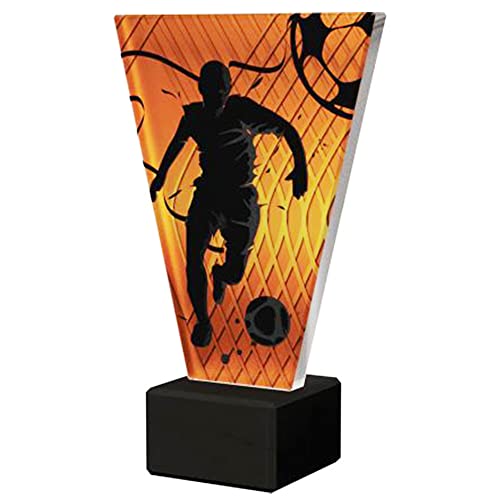Larius Fussball Pokal - Ehrenpreis Trophäe Goldener Schuh Ball - Amber Glaspokal (Fussball Champion, ohne Wunschtext) von Larius