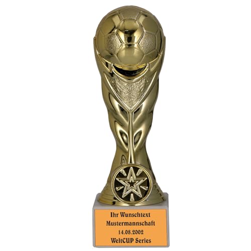 Larius Fußball Pokal Ehrenpreis Trophäe - ST1 (mit Wunschtext, Gold) von Larius