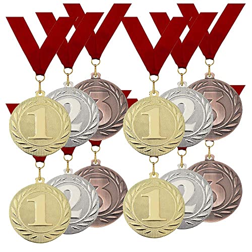 Larius Metall Medaillen -Set (12 Stück) für Sport, Wettbewerbe, Gold/Silver/Bronze 1 2 3 Platz von Larius