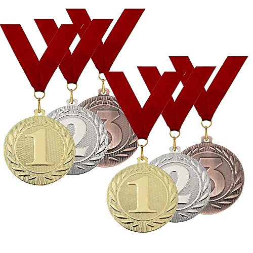 Larius Metall Medaillen -Set (6 Stück) für Sport, Wettbewerbe, Gold/Silver/Bronze 1 2 3 Platz (1,2,3 Platz) von Larius