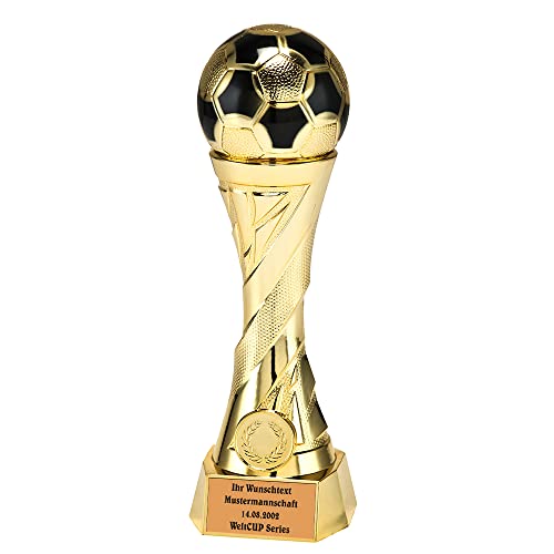 Larius Pokal Ehrenpreis Fußball in Gold und Silber mit Wunschgravur (mit Wunschtext, Gold, L) von Larius