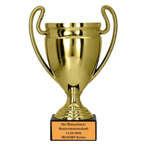 Larius Pokal Ehrenpreis - Universal Auszeichnung Trophäe mit/ohne Wunschtext (ohne Wunschtext, S) (mit Wunschtext, Gold, L) von Larius