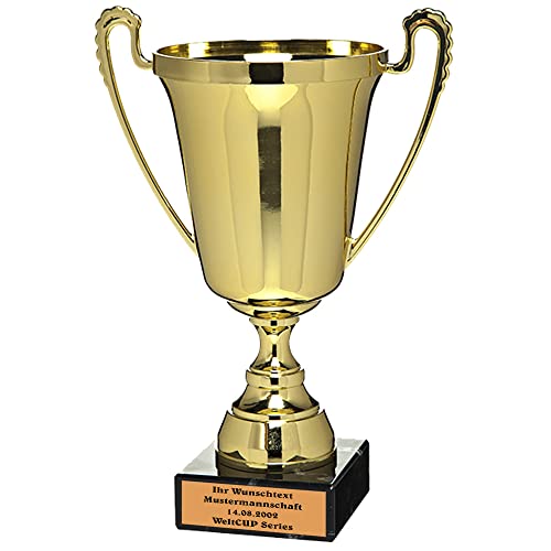 Larius Pokal auf Marmorsockel Fußball Ehrenpreis Trophäe 1,2,3 Platz mit Wunschtext (mit Wunschtext, M) von Larius