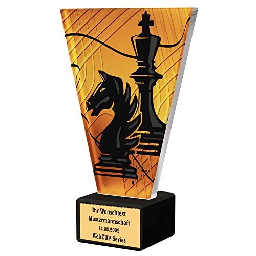 Larius Schach Pokal Schachport Trophäe - Ehrenpreis Glaspokal - Amber Chess (Chess Master, mit Wunschtext) von Larius