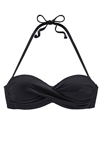 Lascana Damen Mix-Kini Bikini Bügel Bandeau Top schwarz, Größe:42B von Lascana