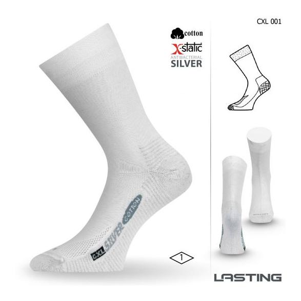 Lasting CXL Trekking-Socken Baumwolle mit Silberfaser - Weiss - von Lasting