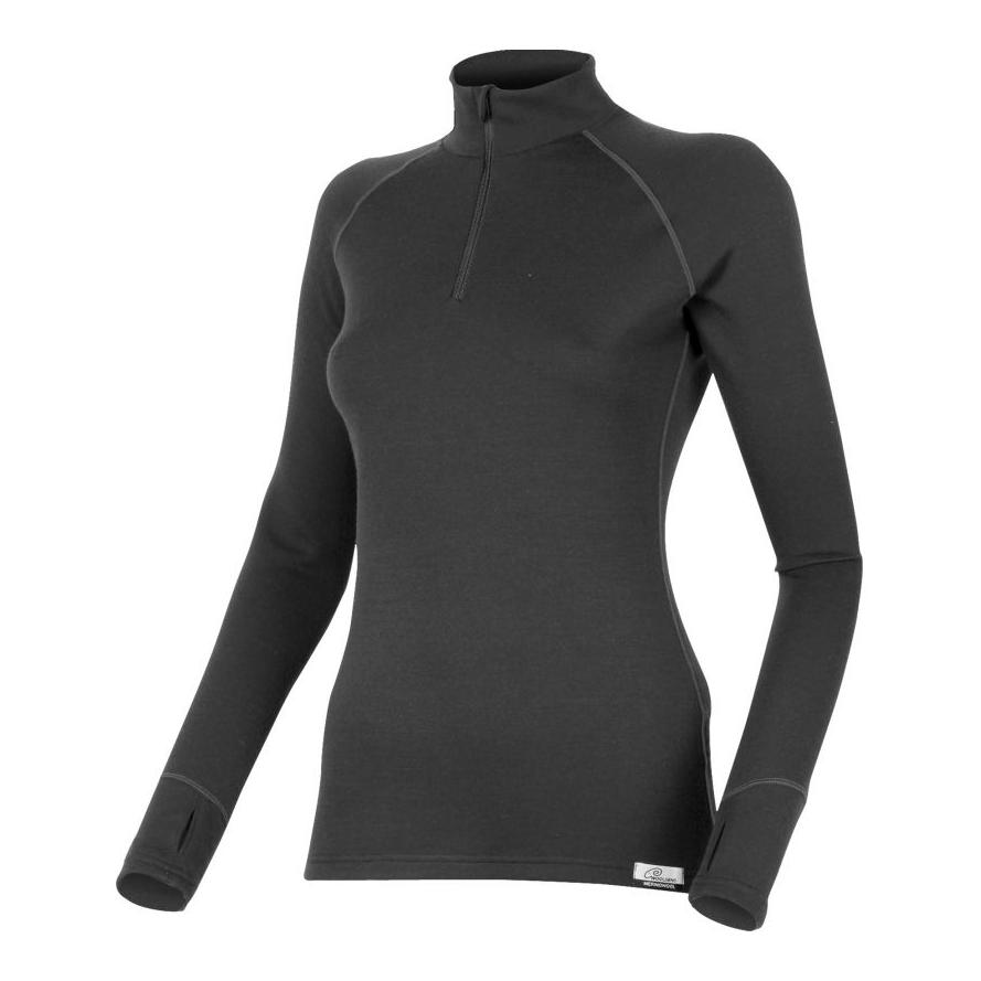 Lasting LAURA Frauen Merino 1/4 Zip Sweatshirt, 260gr - schwarz von Lasting