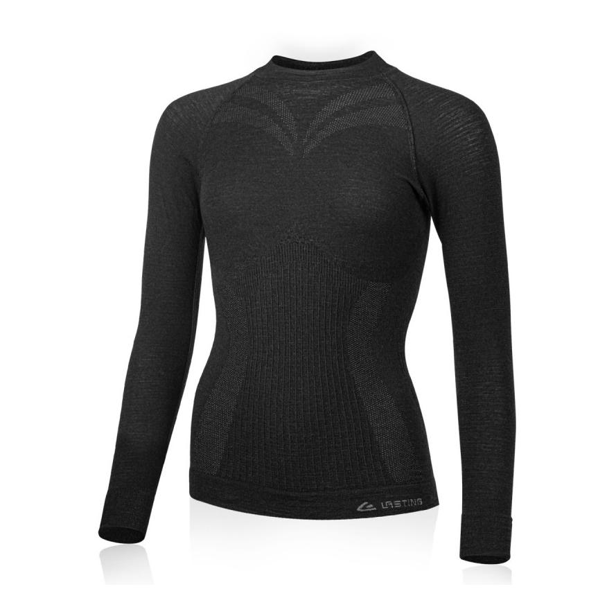 Lasting MATALA Merino Frauen Langarm-Shirt - Schwarz - von Lasting