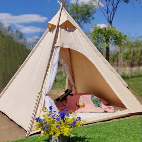 Outdoor-Tipi-Zelt aus Segeltuch, Camping-Pyramide, für Erwachsene, indisches Tipi-Zelt für 2 ~ 3 Personen von Latourreg