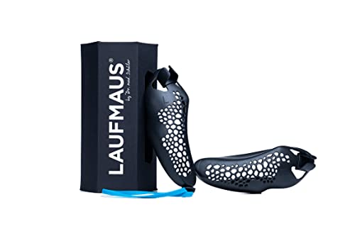 LAUFMAUS® Classic schwarz | Handgriffelement zur Haltungs- & Leistungsoptimierung beim Joggen | Für gesteigerte Laufeffizienz aller Alters- & Leistungsklassen | Small, Bandfarbe dunkelblau von Laufmaus