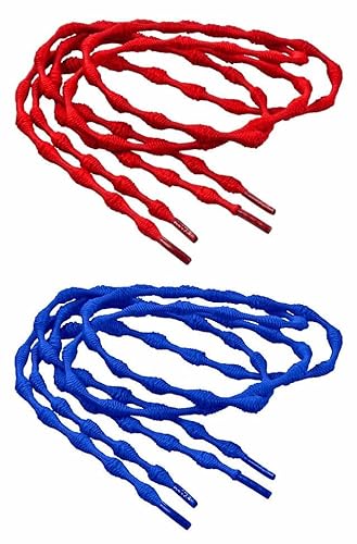 Laufstoff XLOC elastische Schnürsenkel Schnürsystem für Schuhe - Jeder Schuh Wird zum Slipper … (Doppelpack (2 Paar) Universalgröße (kürzbar), Rot & Blau) von Laufstoff