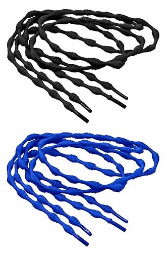 Laufstoff XLOC elastische Schnürsenkel Schnürsystem für Schuhe - Jeder Schuh Wird zum Slipper … (Doppelpack (2 Paar) Universalgröße (kürzbar), Schwarz & Blau) von Laufstoff