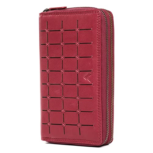 Lavalen® Geldbörse Damen Gross aus Hochwertigem Leder - Portemonnaie Damen Gross viel Platz - Geldbeutel Groß - Portmonee Leder mit RFID Schutz – Stilvolle Brieftasche für Frauen Geschenk - Rot von Lavalen