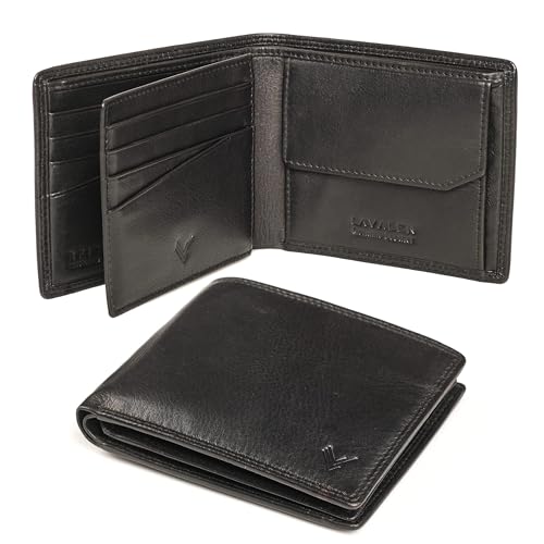 Lavalen Geldbörse Herren Leder mit RFID Schultz - Portmonee Herren mit Münzfach - Wallets for Men - Geldbeutel - Portemonnaie Groß - Brieftasche Männergeschenke - Geschenke für Männer, Schwarz von Lavalen