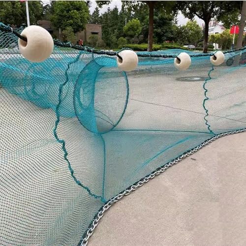 Lawaia Fischreuse Fischfalle Fischnetz Krabbenfalle Fischfalle Faltbare Wurfnetz Tragbare Falle Gussnetz mit Schwimmer und Kette für Garnelen, Hummer, Krabbe (4m x 1m x 3m) von Lawaia