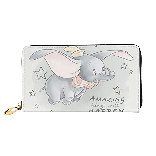 Lawenp Portemonnaie für Dumbo Damen Ledergeldbörse Slim Bifold Multi Card Organizer Wallet mit Reißverschlusstasche von Lawenp