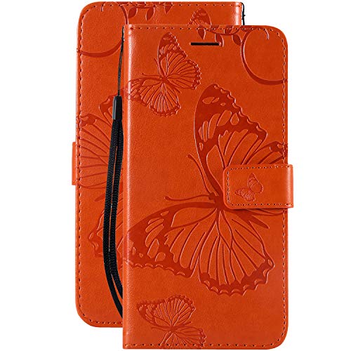 Laybomo Handyhülle für Oppo A74 4G, Leder Tasche für Oppo A74 4G Schuzhülle mit Kreditkartenhalter Klappe Schale Stehen TPU Silikon Brieftasche Oppo A74 4G (Orange) von Laybomo