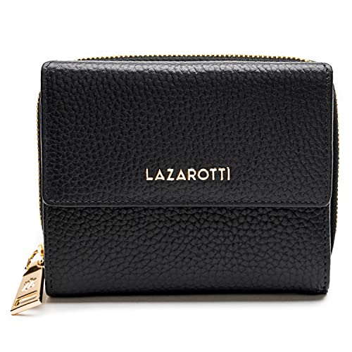 Lazarotti Bologna mittelgroße Leder Geldbörse Damen | mit Druckknopf, Reißverschlussfach, 9 Kartenfächer, RFID-Schutz | 12 x 10 x 4 cm von Lazarotti