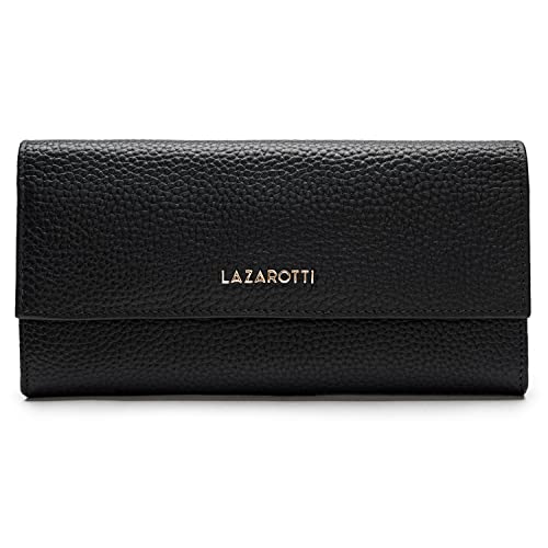 Lazarotti Bologna große Leder Geldbörse Damen | mit Druckknopf, großem Reißverschlussfach, 12 Kartenfächer, RFID-Schutz | 19 x 10 x 3 cm (2 Breiten einstellbar) von Lazarotti