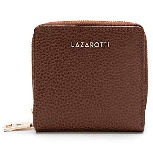 Lazarotti Bologna kompakte Leder Geldbörse Damen | mit Druckknopf, Reißverschlussfach, 6 Kartenfächer, RFID-Schutz | 10 x 10 x 2,5 cm von Lazarotti