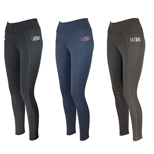 Lazura - Winter-Reitleggings für Kinder Lisa | Thermo-Leggings zum Reiten | mit Silikon-Vollbesatz & Handytasche | atmungsaktive Winter-Reithose | Mädchen Reitbekleidung in braun | Größe 152 von Lazura